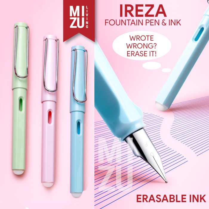 

Hemat Mizu Ireza Erasable Fountain Pen & Ink Cartridges Pen Tinta Bisa Hapus Bergaransi