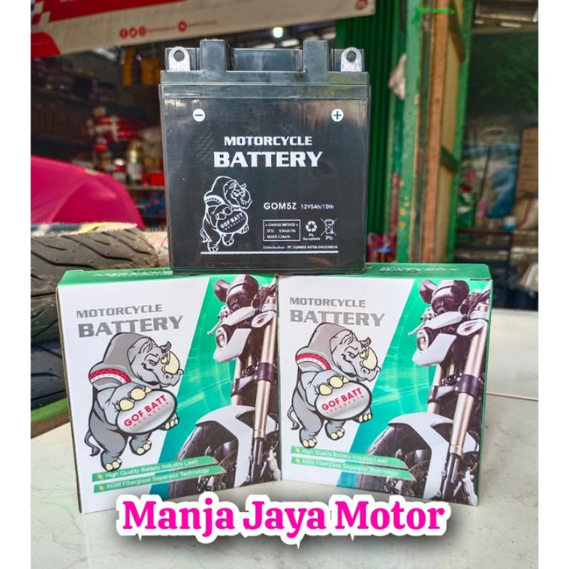 Aki Goff Batt GOM5Z 12v/5Ah for Grand/Legenda/Supra x old/lama/Supra fit lama/Shogun/smash/Jupiter z/Vega r lama/new Vega/force 1/fiz 1 ZR/force 1/Jupiter lama Burhan/Vega ZR lama/Jupiter MX lama/Mega pro lama/Mio sporty/