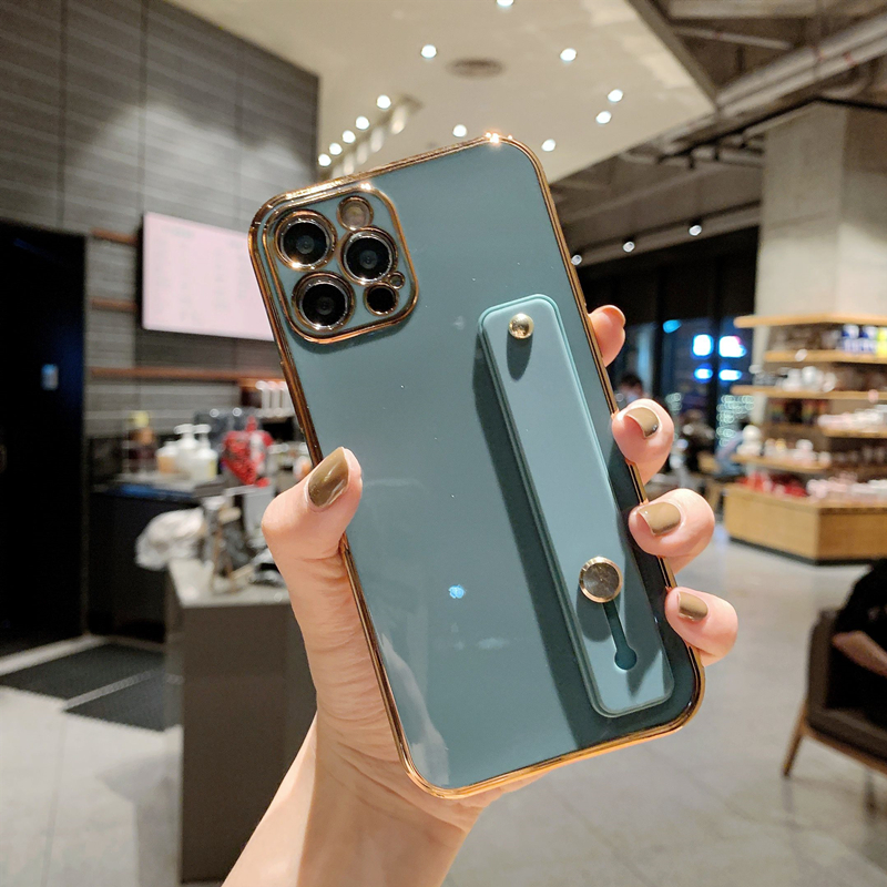 6D electroplating all-inclusive phone case dengan pergelangan tangan cocok untuk iPhone 12 / 12pro 12 mini iPhone 11/11 promax 7/8 / se iPhone 7plus / 8plus 6s / 6splus phone case