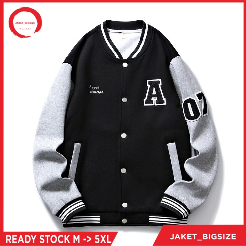 Jaket Jacket Bisbol Baseball Varsity A Dewasa Oversize Jumbo Bigsize Cewek Cowok Ukuran M L Xl 2xl 3xl 4xl 5xl