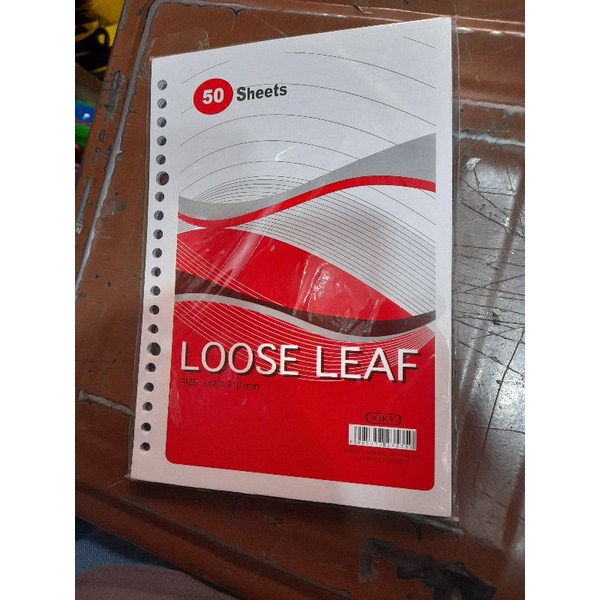 

LOOSE LEAF KIKY A5 (147 X 210 MM) ISI 50 SHEETS Kertas isi binder A5 50 lembar merk kiky
