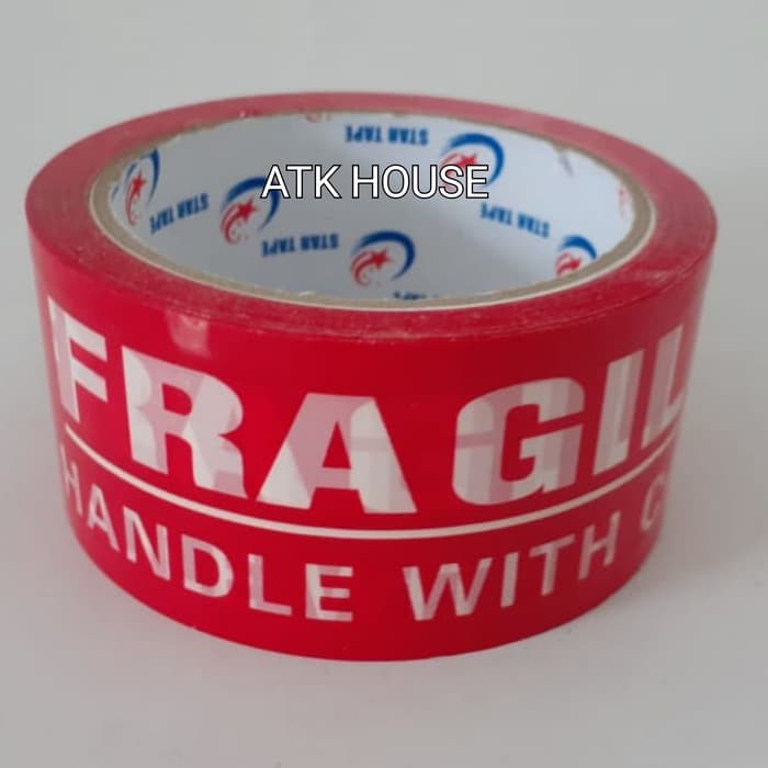 

Lakban Fragile Merah 48mm*50m/Lakban Jangan Dibanting/Lakban Printing Pecah Belah STAR