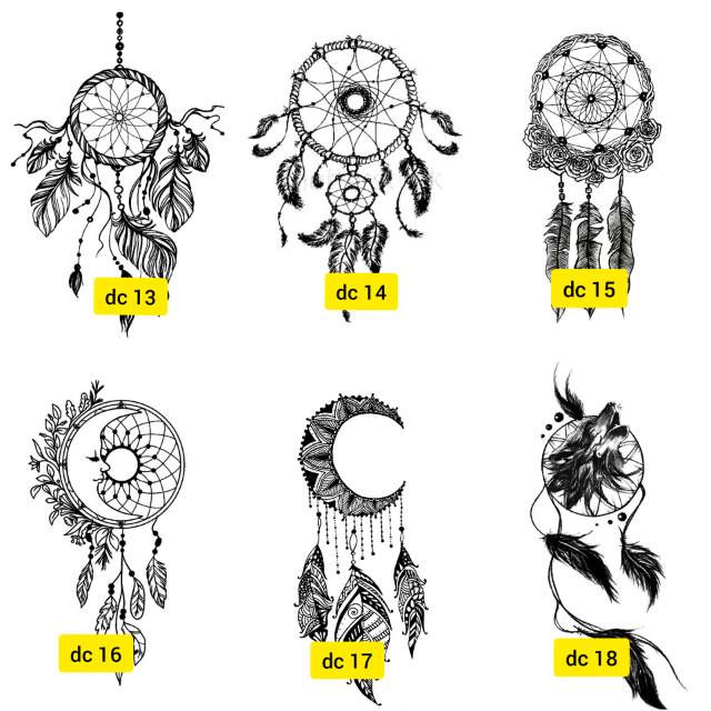 Tato Temporer Tato Dream Catcher Tato tangan Tato hitam Stiker Tato Minimalis - DC