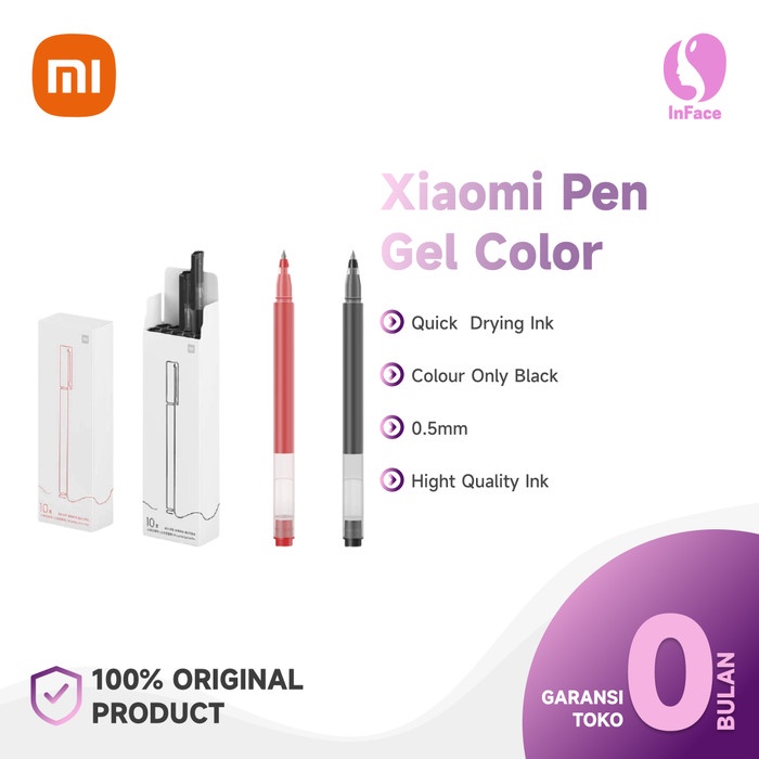 

Nikmati Pulpen Tulis Xiaomi Super Durable Gel Color Isi 10Pcs Pena Gel - Hitam Trendi