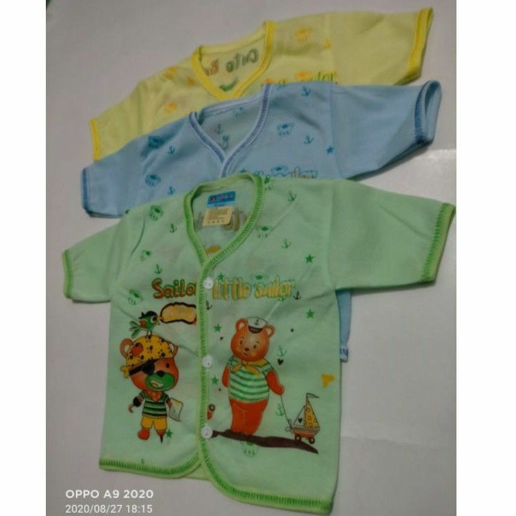 (12 pcs) baju bayi baru lahir tangan pendek sablon