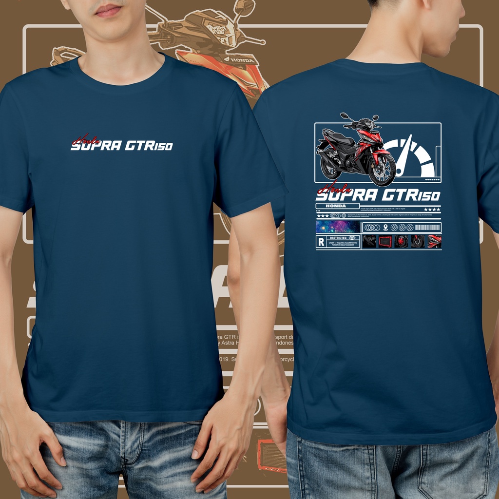 Kaos Honda Supra GTR 150 Navy Hitam Putih Kaos distro Kualitras Premium STRAW_001