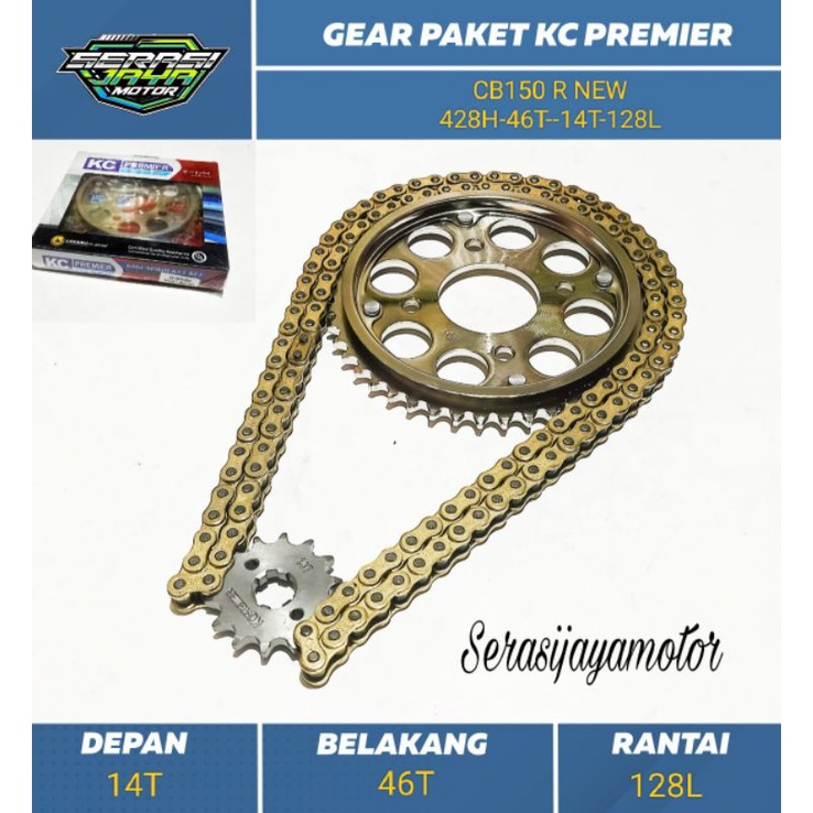 KCP GEAR PAKET CB150 R NEW (428H-46T-14T-128L) KC PREMIER GIR SET CB150R NEW/CB150 OLD/SONIC 428H-46T-14T-128L