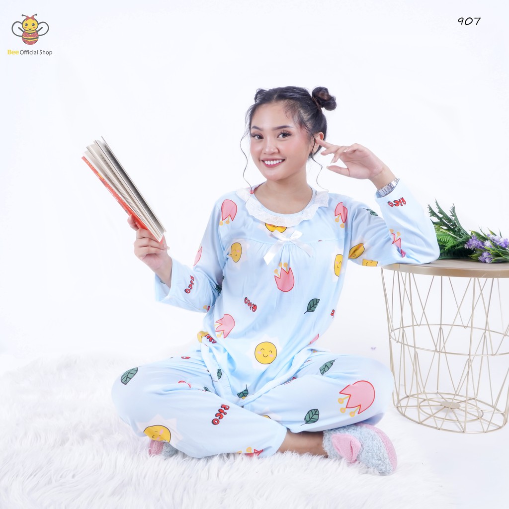 BEE - Piyama Dewasa Import / Stelan Baju Tidur Wanita Murah Lengan Panjang