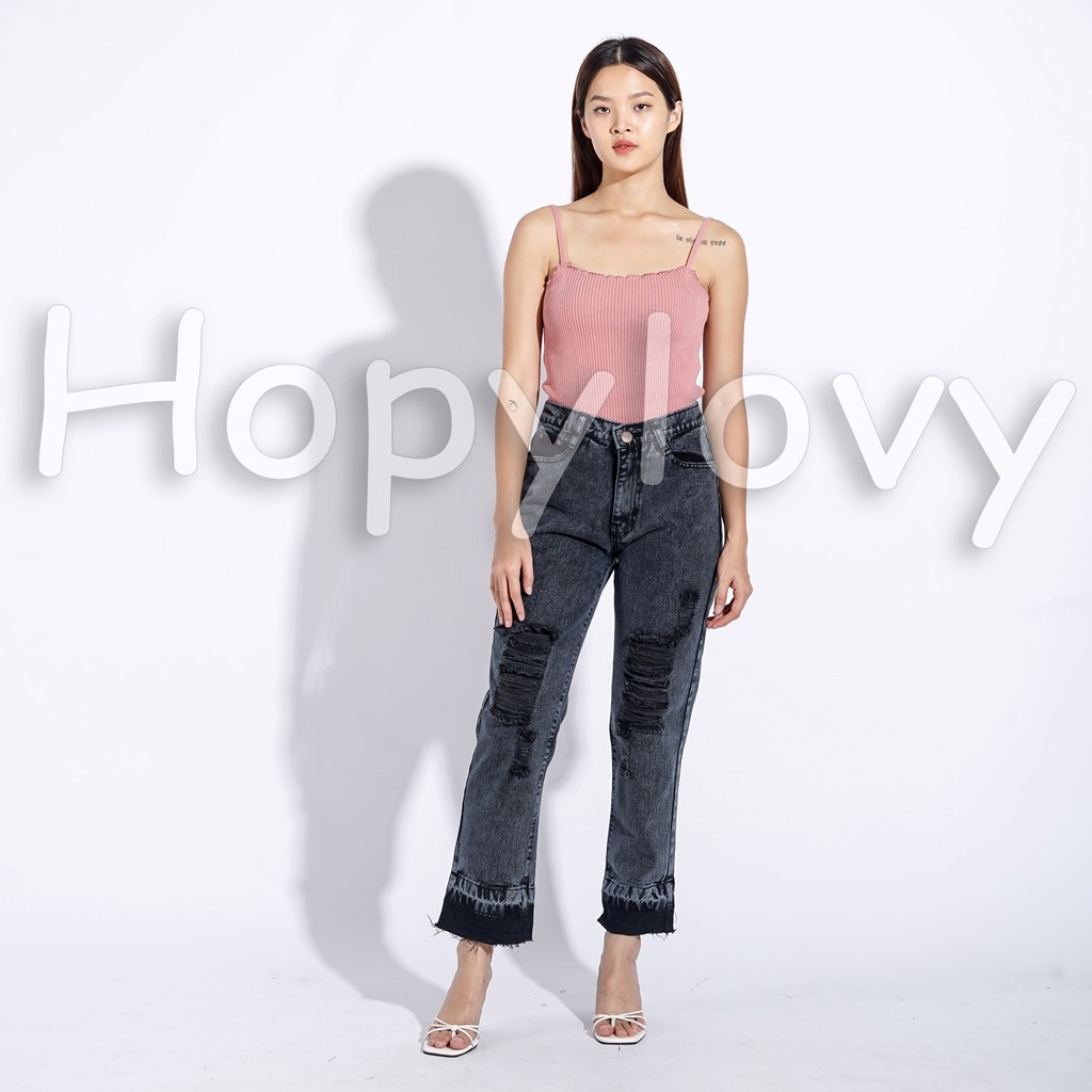 HOPYLOVY - Celana Boyfriend Wanita Ripped Jeans BF Baileya Snow Acid