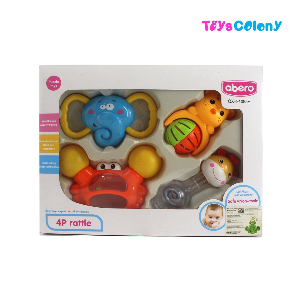 ABERO - BABY TOYS RATTLE ISI 4PCS KERINCINGAN AMAN UNTUK MAINAN BAYI