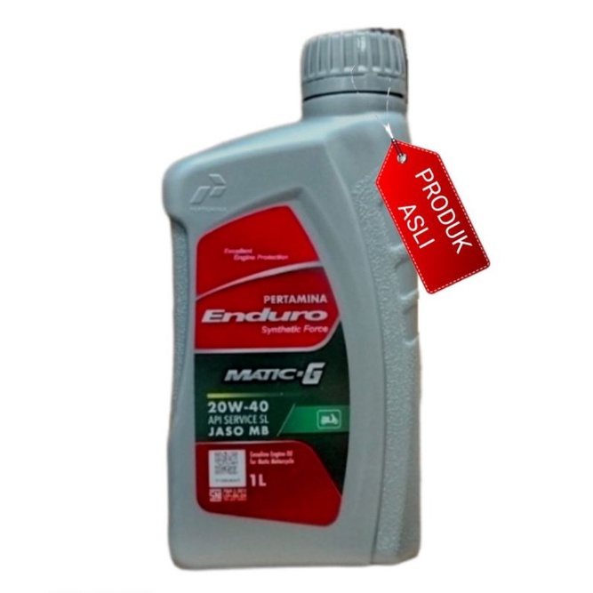 OLI MESIN ENDURO MATIC-G 20W-40 1 LITER , UNTUK SEMUA MOTOR MATIC, HONDA, YAMAHA, SUZIKI, 100% ORIGINAL