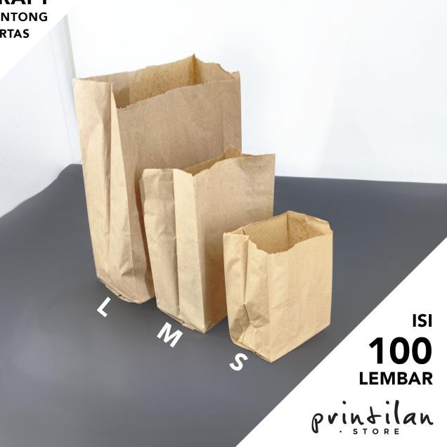 

❈ [Uk. S] Kantong Kertas / Paper Bag / Kantong Roti / Snack / Makanan - Coklat Kraft ֍