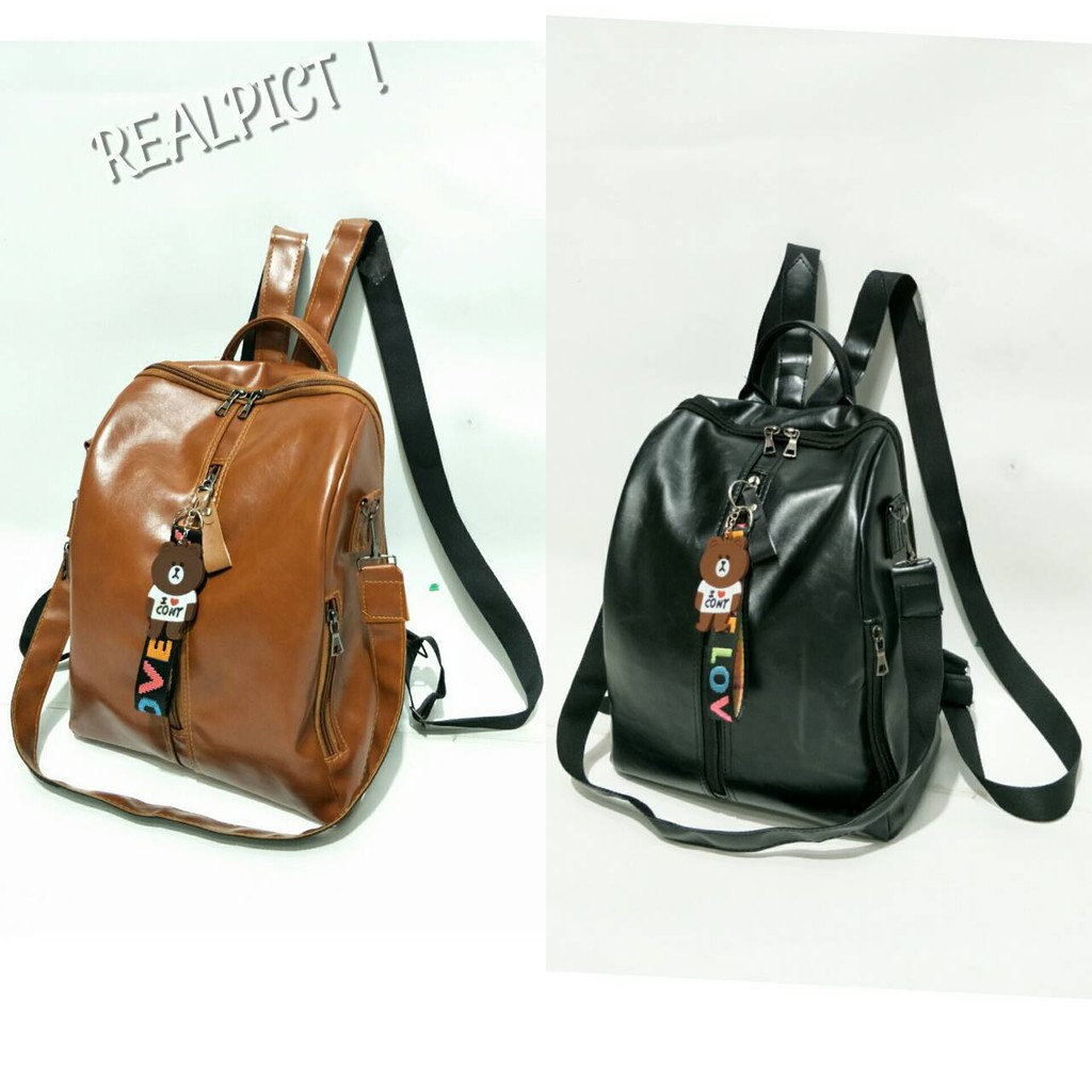 TAS RANSEL WANITA SINTETIS CENTER ZIPPER MULTIFUNGSI