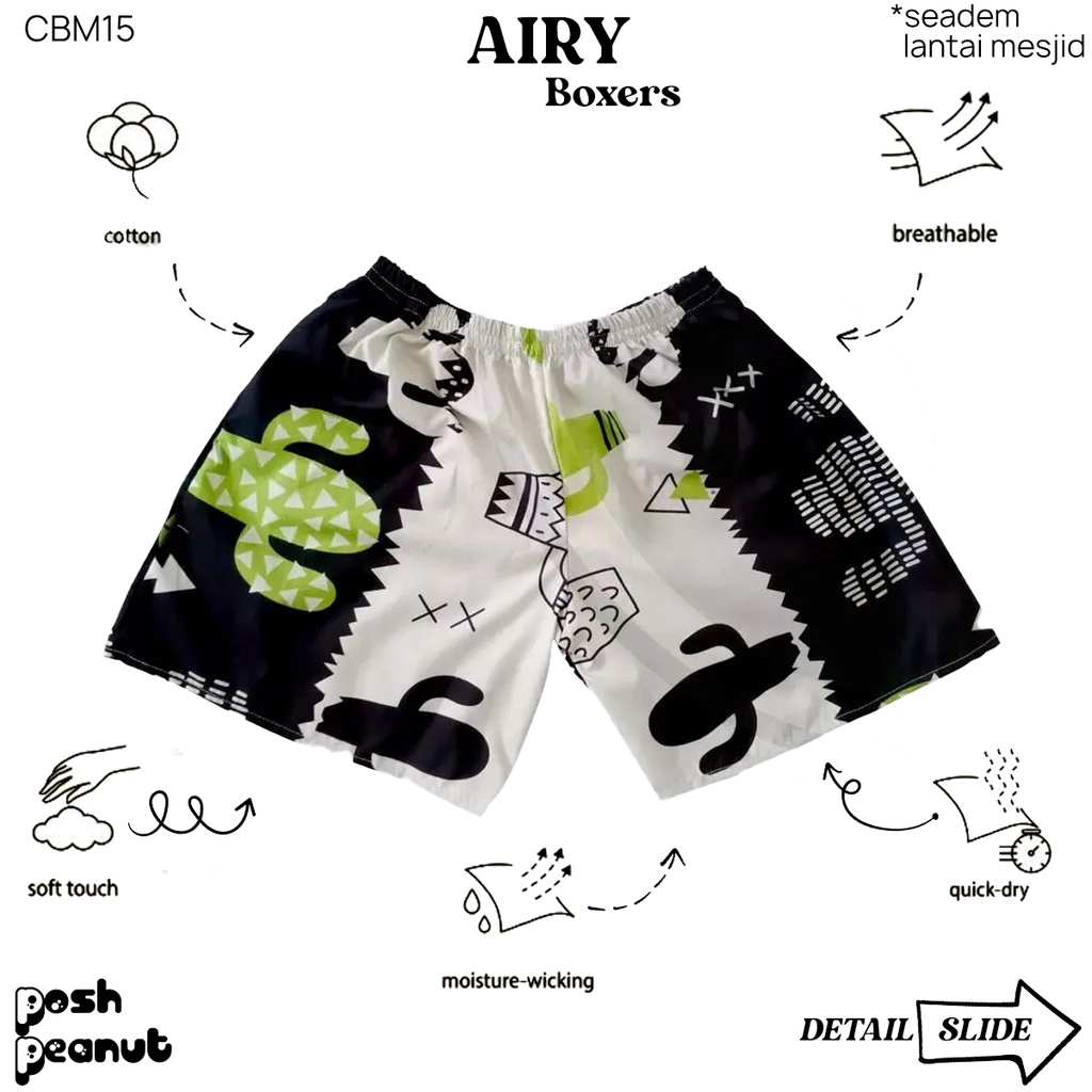 [POSH] AIRY BOXER PRIA WANITA PREMIUM DEWASA REMAJA POLOS DISTRO SURFING MOTIF KAKTUS