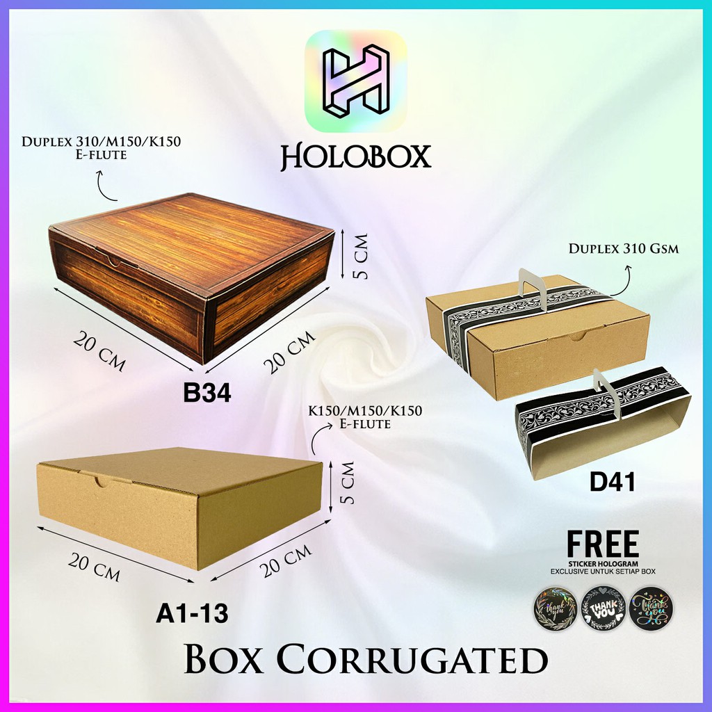 

Box/Dus/Kotak Polos/Packaging/Cake/Corrugated/Serbaguna Uk.20x20x5