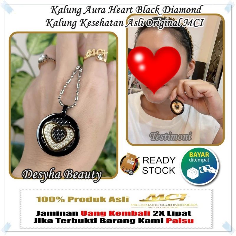 [TERBARU] Kalung mci | Kalung Aura Heart Black Diamond | kalung Aura black Cristal | bioglass