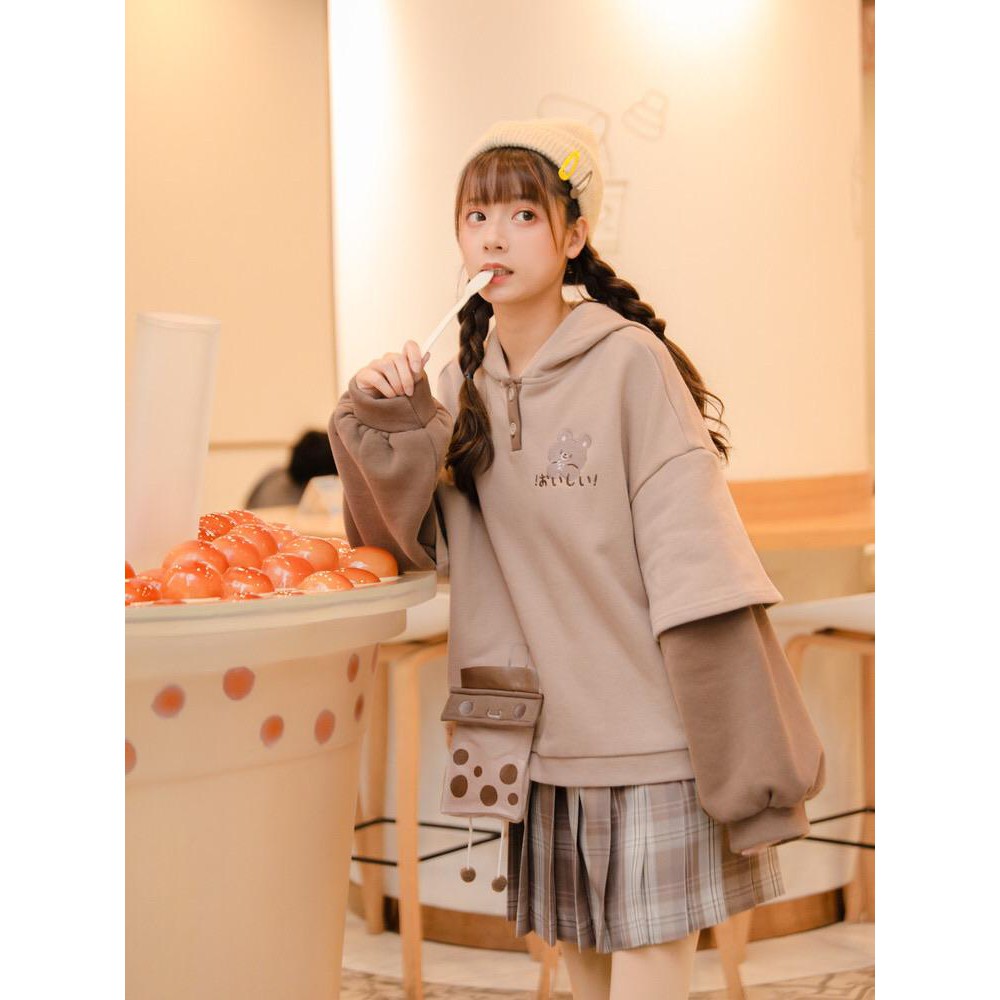 Boba Bear Hoodie Sweater Lucu Beruang Kawaii Harajuku Premium