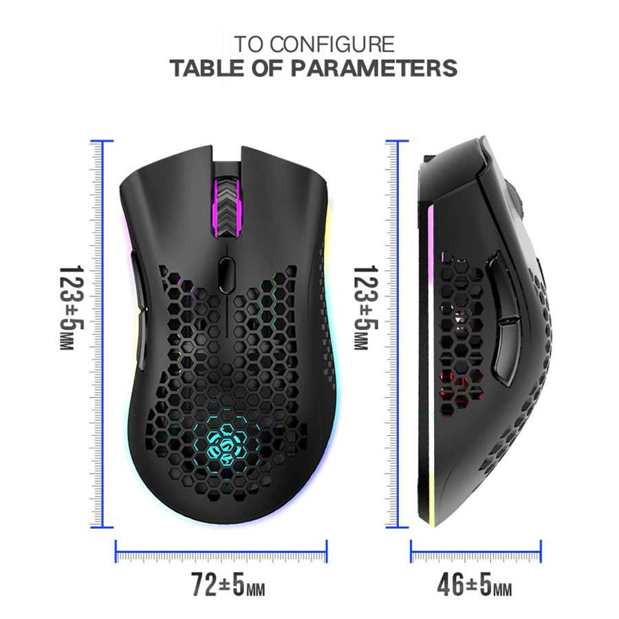 TG-BA K-SNAKE Mouse Gaming Wireless RGB Honeycomb 3 DPI Gear 2.4GHz - BM600