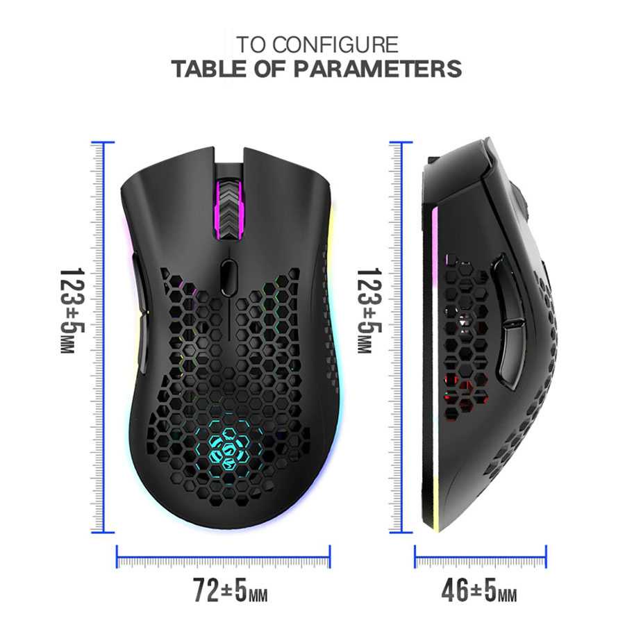 IDN TECH - K-SNAKE Mouse Gaming Wireless RGB Honeycomb 3 DPI Gear 2.4GHz - BM600