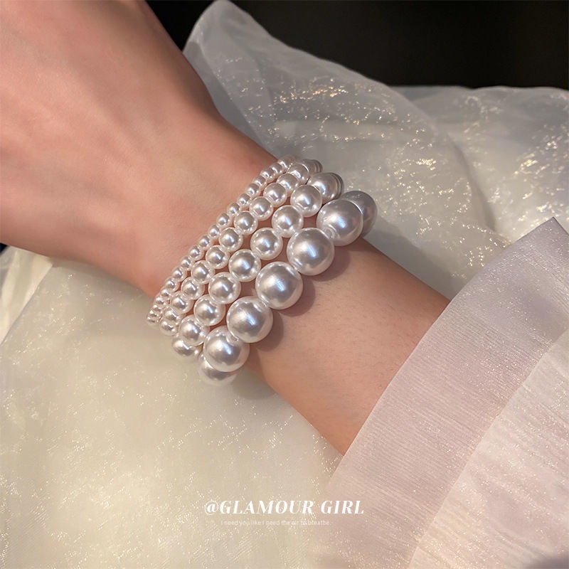 Gelang Mutiara Stretch Gaya Retro Perancis Untuk Hadiah