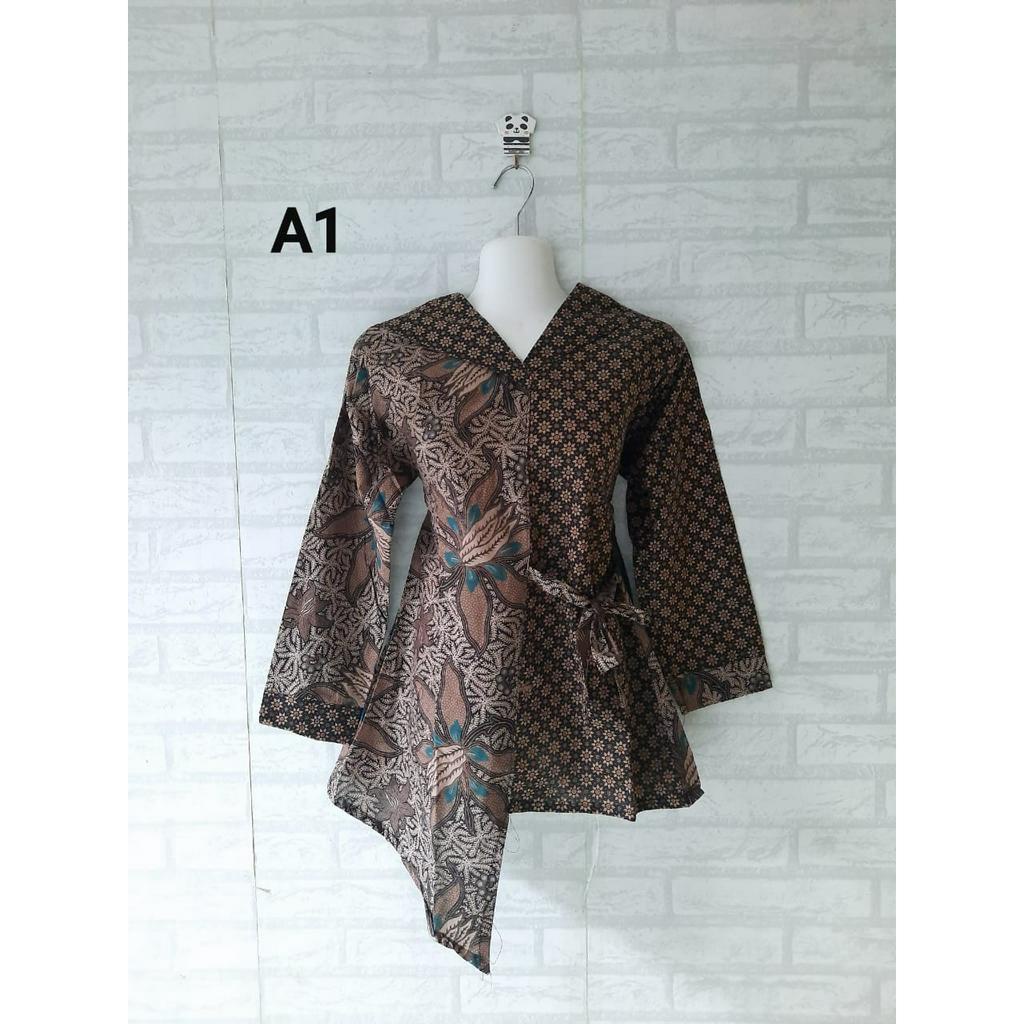 BLOUSE KERJA BATIK MODEL TALI SAMPING