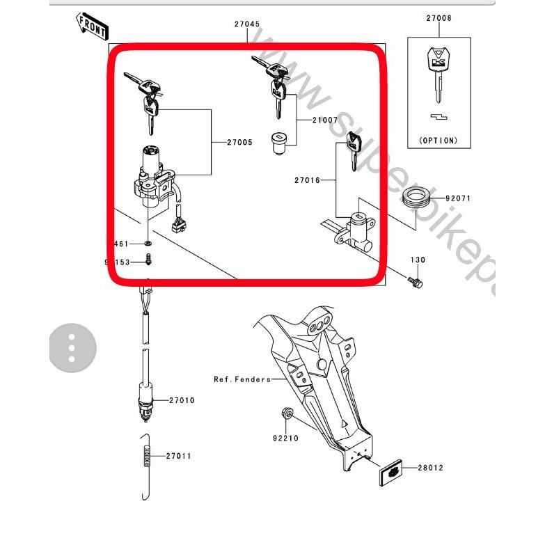 Kunci Kontak Set Kawasaki KSR 110 Original Ready Stock