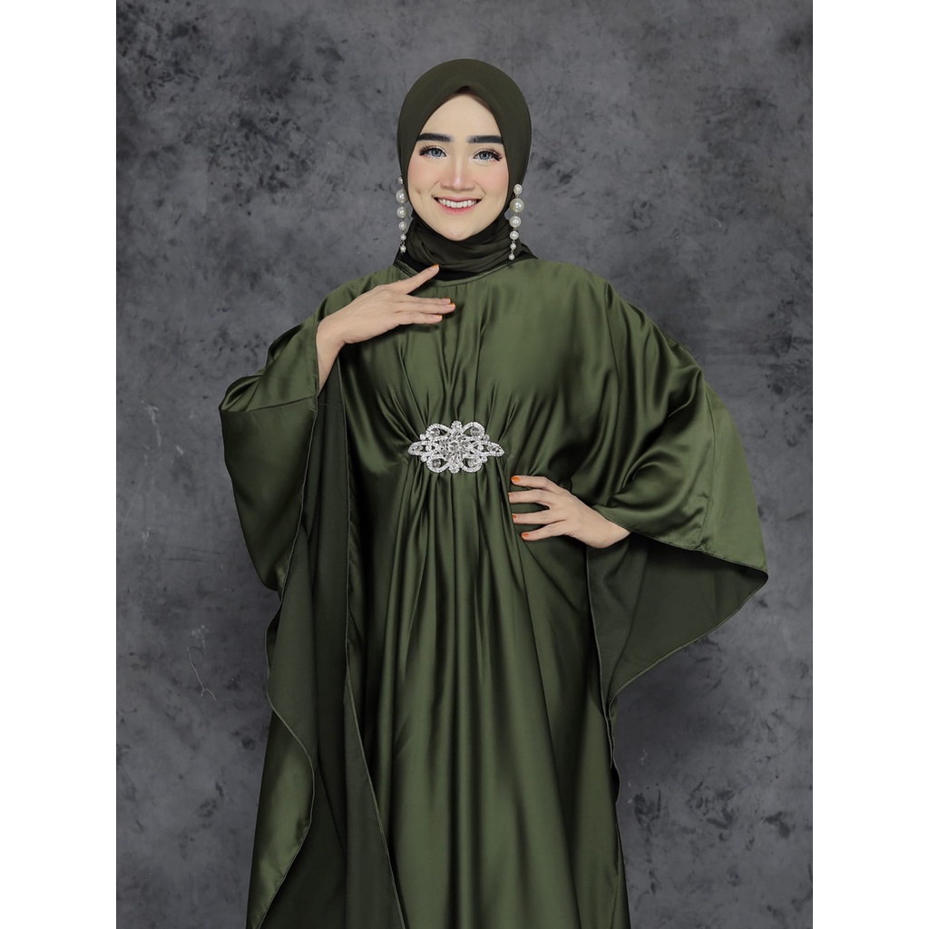 Baju Gamis Wanita muslim Payet bahan satin warna navy putih hitam jumbo terbaru cantik mewah Busui Payet Swarovski Busui Resleting depan