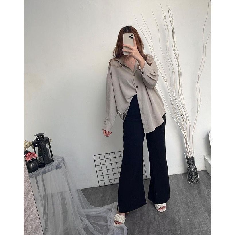 1KG MUAT 5PCS | KENDA KEMEJA OVERSIZE JUMBO AIRFLOW CRINKLE HITS OOTD SELEBGRAM FASHION GROSIR WANITA TERBEST SELLER