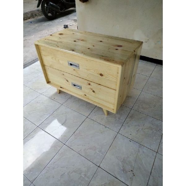 Nakas kayu jati Belanda 2 laci