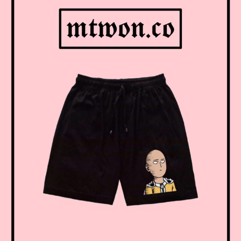 CELANA PENDEK SAITAMA SENSEI ONE PUNCH MAN ANIME PUKULAN MAUT CARTOONHITAM MOTIF KARTUN BOXER SHORTP