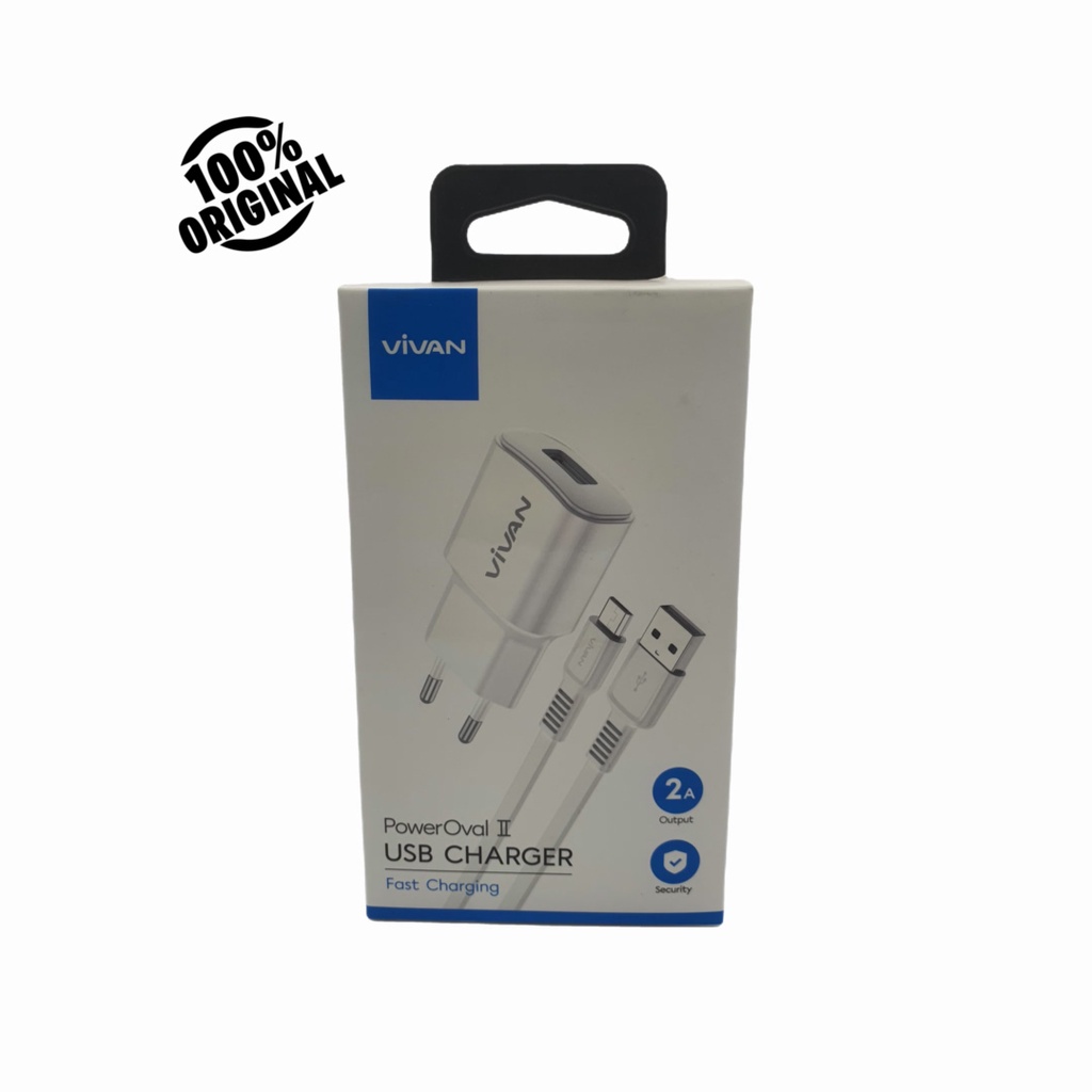 Charger 2A + Kabel Data Micro USB Fast charging Vivan Power Oval 2S