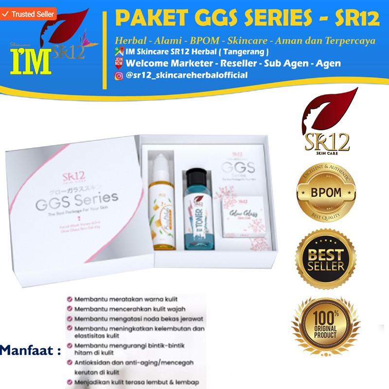 PROMO GGS CREAM SR12 / PEMUTIH WAJAH KOREA BPOM AMPUH /GLOW GLAS SKIN GGS SR12 PAKET WHITENING PRIA 