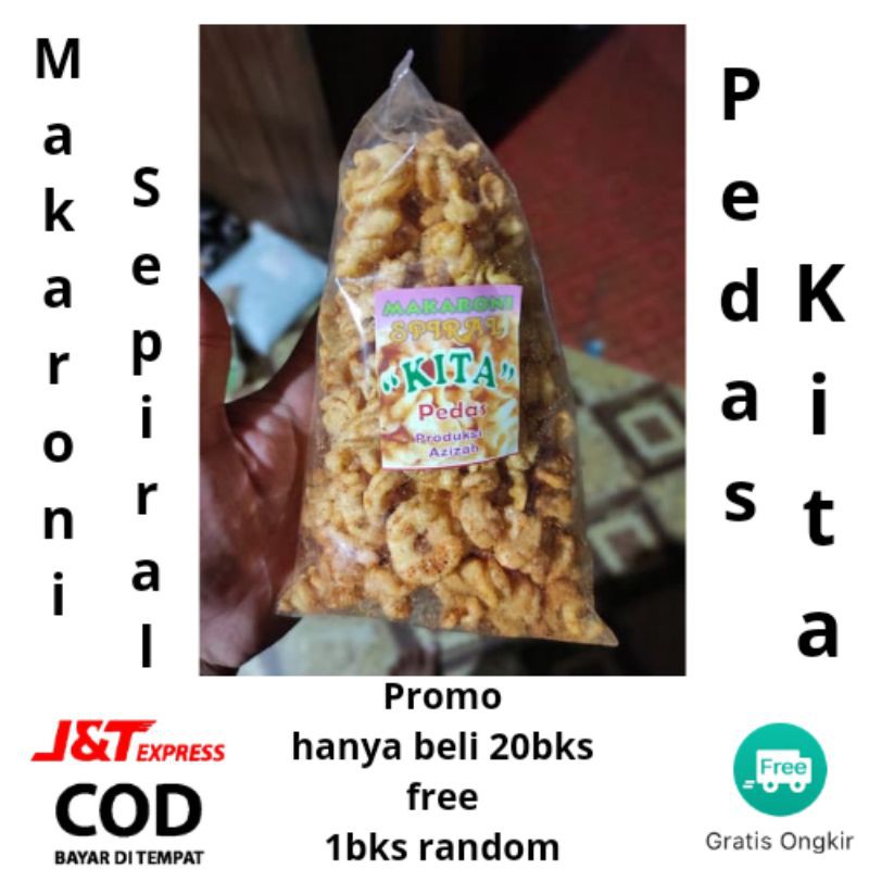 Cemilan makaroni spiral kita - makanan ringan - sneck - jajanan - makaroni spiral - pedas uk sedang