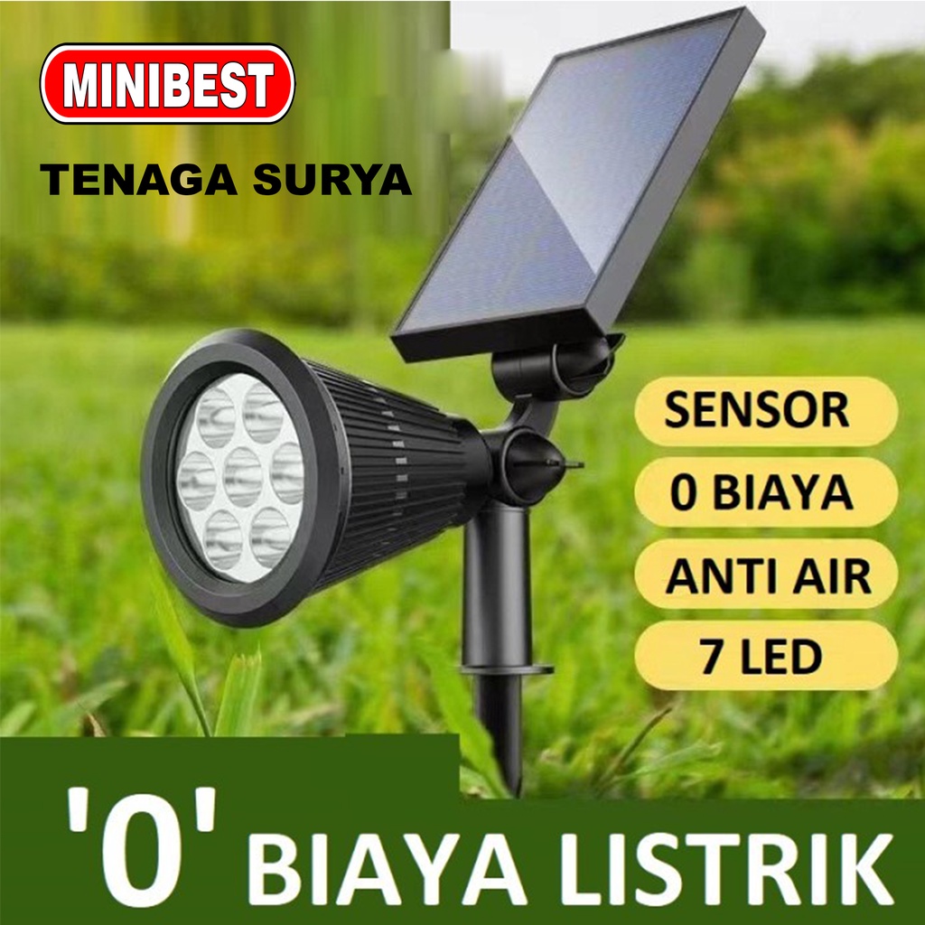 Lampu Taman Tancap Solar Cell 7 LED Lampu Outdoor Taman Tenaga Matahari - 4 Led