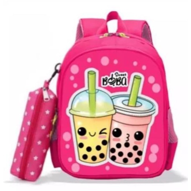 Tas Ransel Sekolah Anak Karakter / Tas Anak Karakter BOBA / Tas Boba / Tas Anak Minuman Boba / Tas K