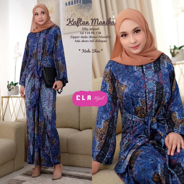 KAFTAN MURAH IKAT ETNIK BUSUI NAVY
