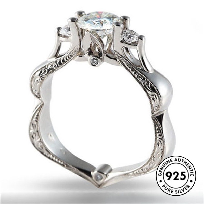 Cincin Berlian Bahan S925 Silver Untuk Wanita