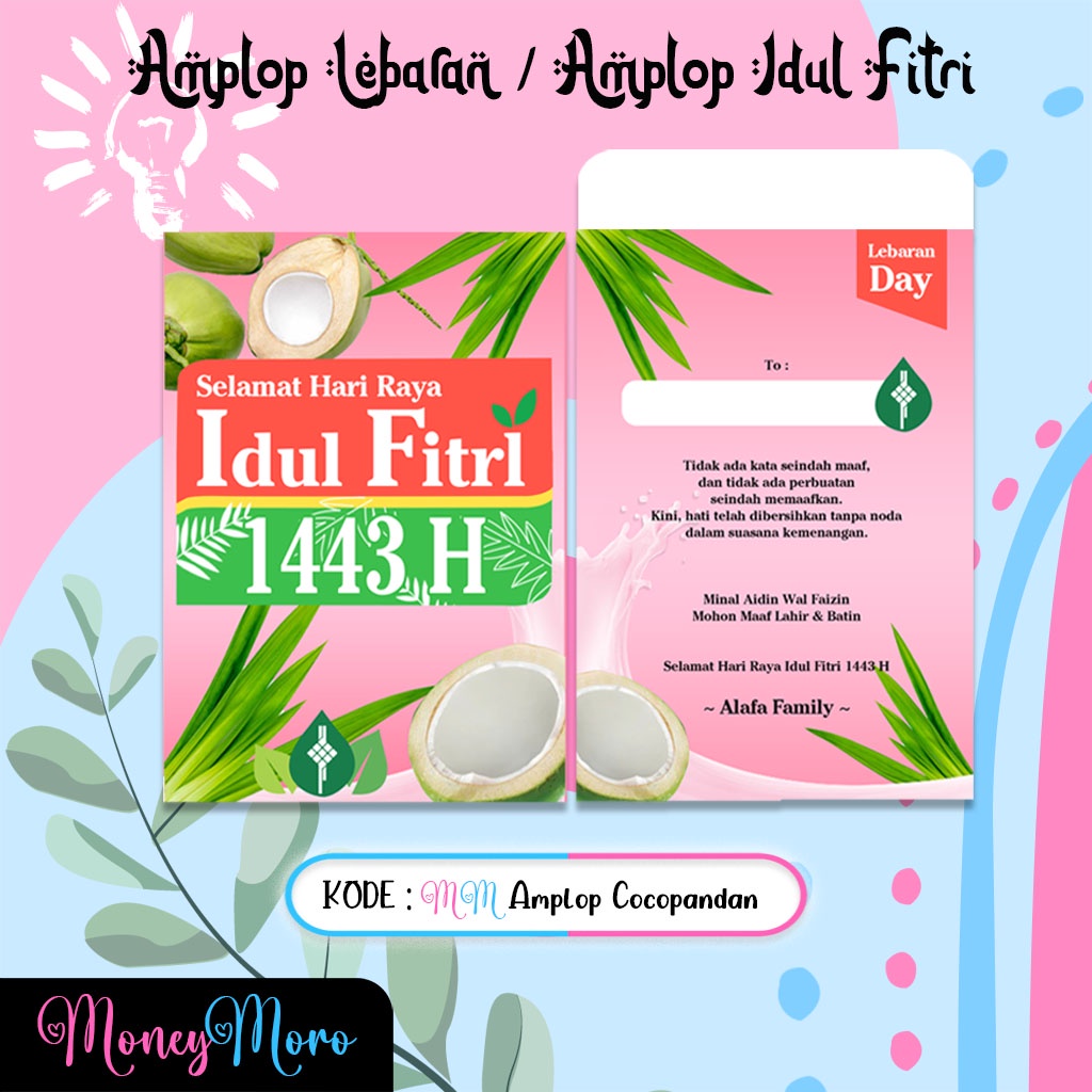 

MoneyMoro Amplop Lebaran Nutri Sari Cocopandan / Amplop Idul Fitri / Amplop Ramadhan / Angpau Lebaran / Angpau Idul Fitri / Angpau Custom