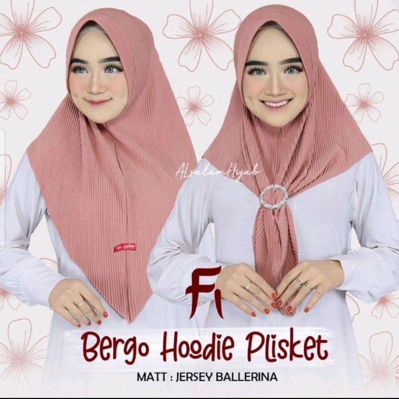 HIJAB HOODIE PLISKET GESPER KERUDUNG BERGO HOODI INSTANT HODIE PLISKIT RING