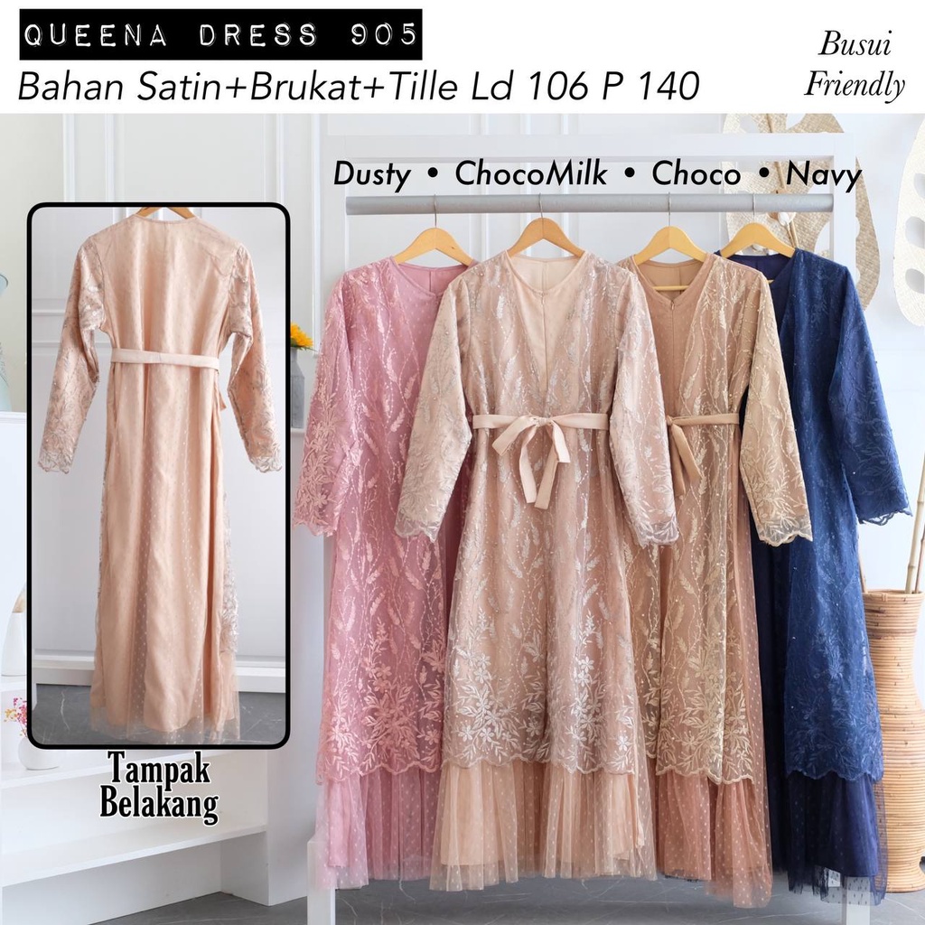 QUEENA DRESS / DRESS LEBARAN / DRESS RAYA/ DRESS KONDANGAN / SERAGAMAN