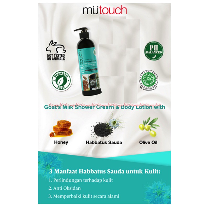 Mutouch Goats Milk Shower Cream 400ml Habbatus Sauda Olive Oil and Honey Mu Touch Sabun Mandi Cair