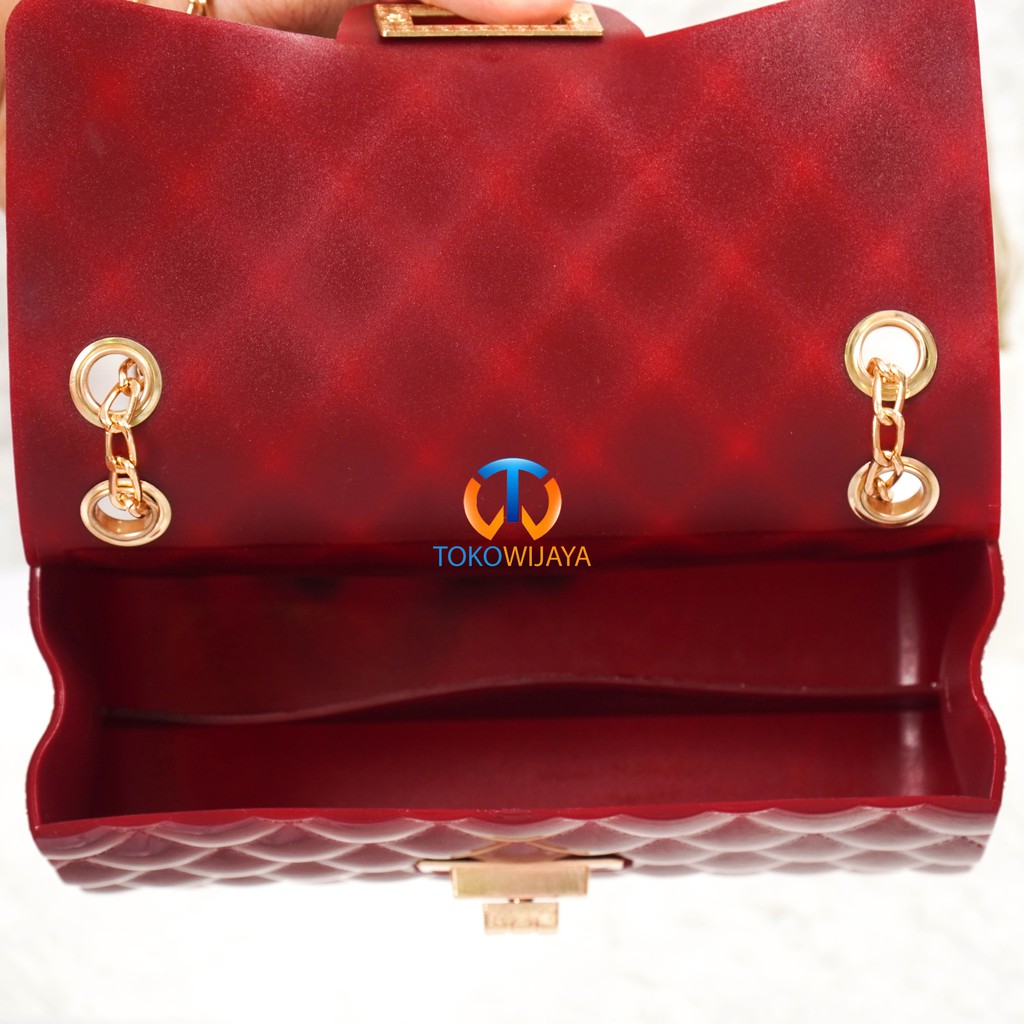 Tas Jelly Glossy Rantai Cincin Size 18 Cm | Tas Wanita Rantai Cincin