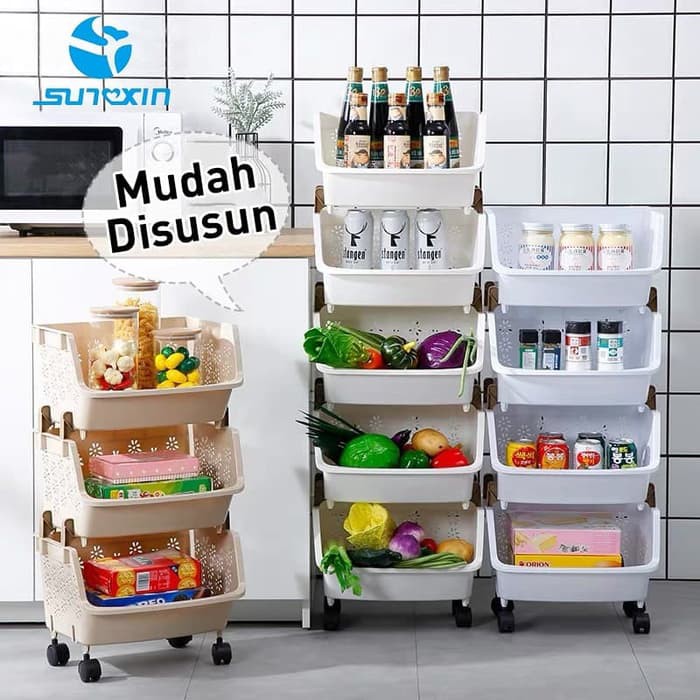 Rak Dapur Multifungsi Susun 3 Tingkat Retractable Bisa Diputar BCO5692