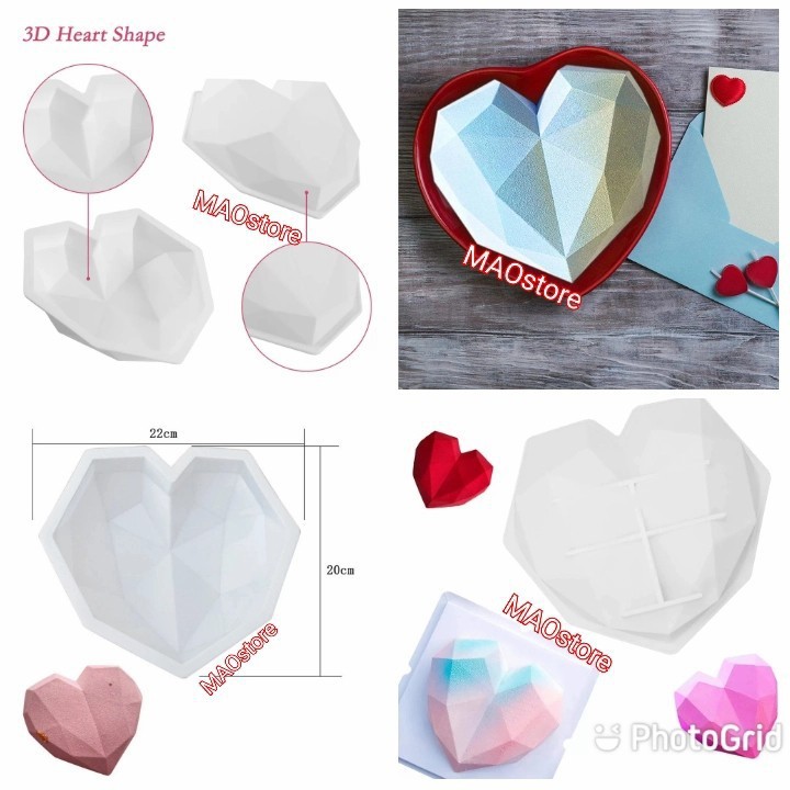 

MAOSTORE ORIGAMI SILICONE ENTREMET MIRROR PINATA CAKE HEART HATI LOVE CUBIC