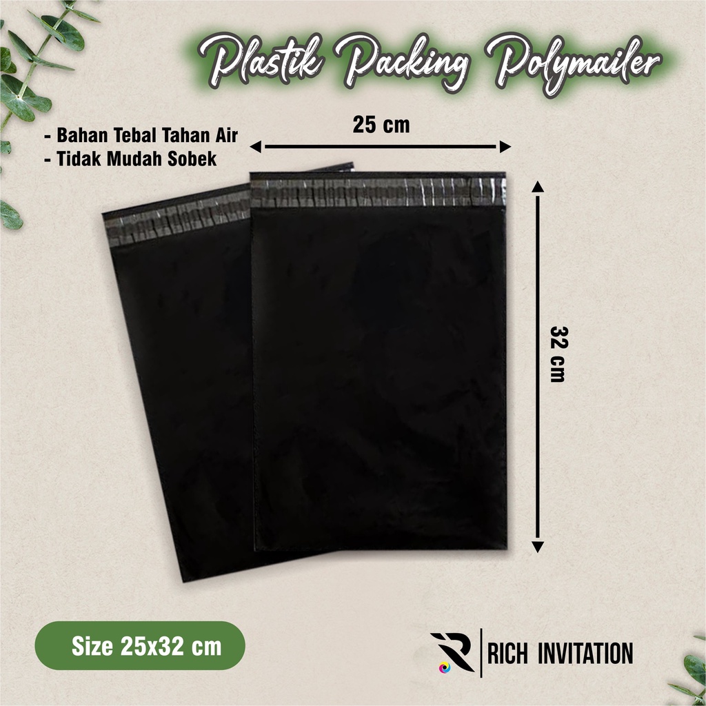 

[100 pcs] PLASTIK POLYMAILER PACKING OLSHOP HITAM TEBAL MURAH 25 x 32