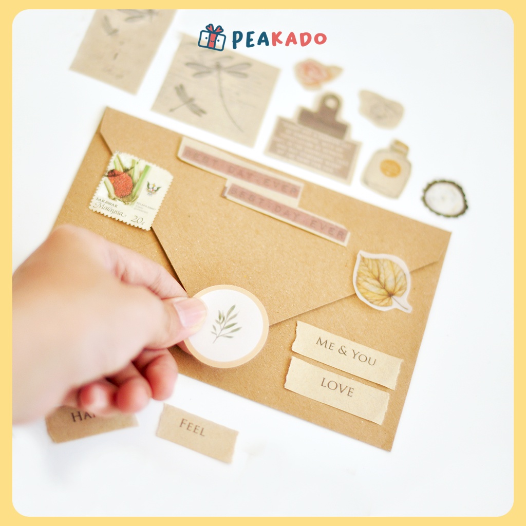 

Journaling Kit Amplop Aesthetic DIY A6 Vintage Scrapbook Sticker Set Kertas Deco