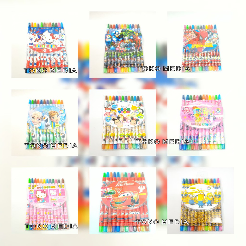 

Terunik TERLARIS!! Crayon Gambar Model Putar 12 Warna Karakter Kartun