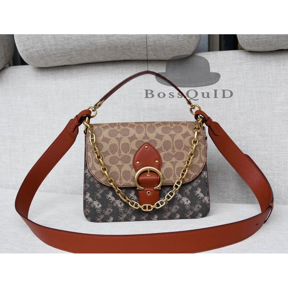 Coach Beat Shoulder Bag In Signature Canvas With Horse Carriage Print