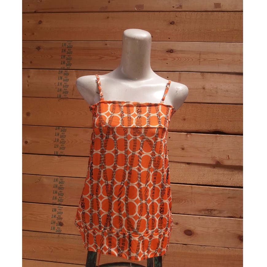 Tank Top Singlet Dalaman Blazer Motif Oren Wanita