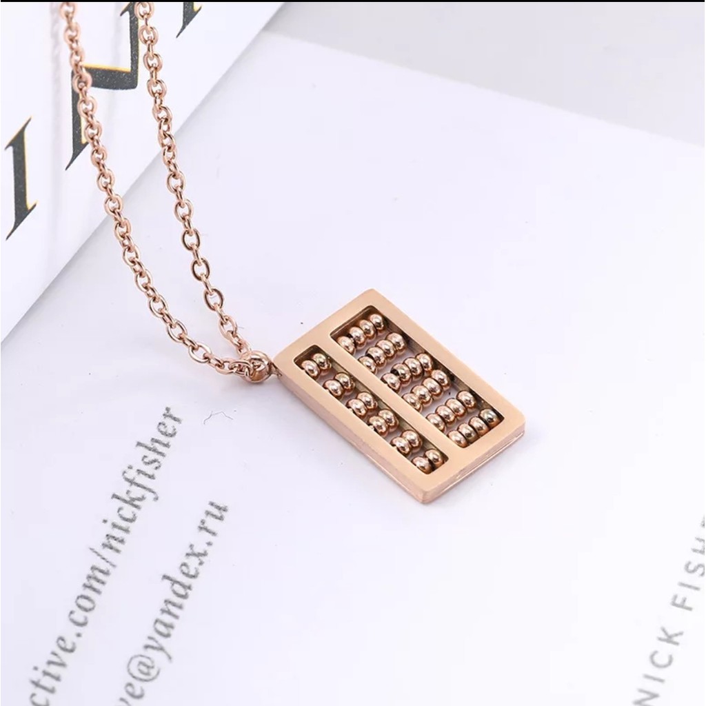 Kalung Titanium Unik Liontin Sempoa Lucky Untuk Wanita dan Pria Warna Rosegold